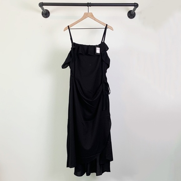 NWT City Chic Sweet Escape Spaghetti Strap Wrap Skirt Midi Dress In Black - Picture 7 of 8